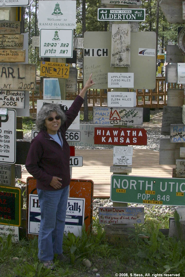 Susie standing in front of the Alderton Street sign we hung in 2005